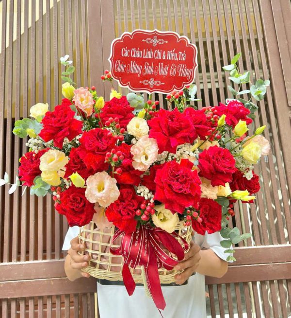 Giỏ Hoa Tâm Hoa Rực Sáng