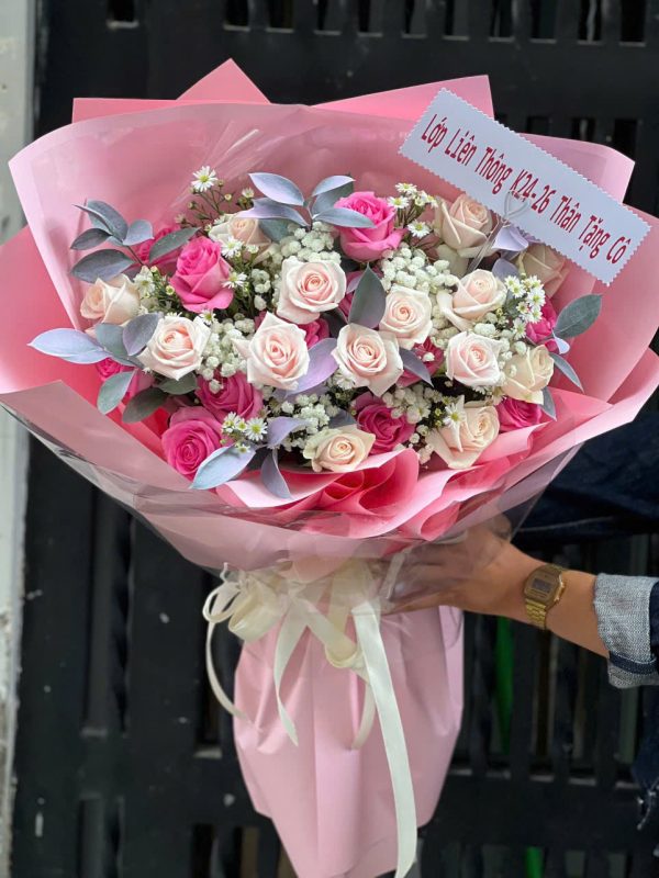Bó Hoa Tri Ân Hồng Phấn