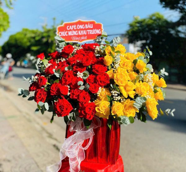 Giỏ Hoa Phát Tài Hồng Vượng